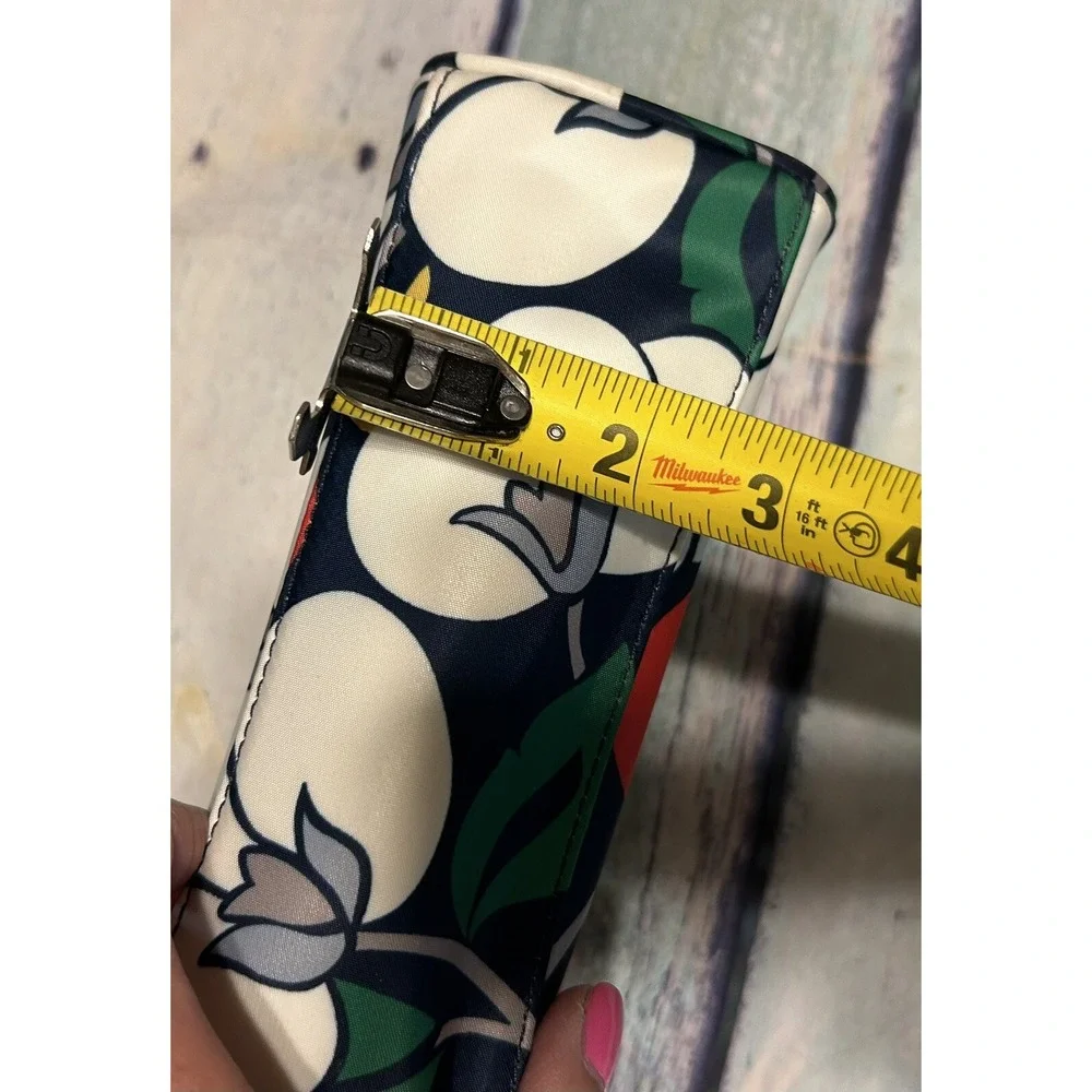 Kate Spade Blazing Blue Floral Dome Cosmetics Pouch Bag Medium EXCELLENT Tub23